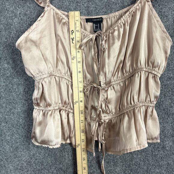 Forever 21 Top Blouse Womens L Champaigne Peasant Cosplay Medieval Glam - Picture 4 of 8